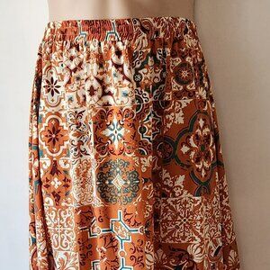 Lovely full length skirt sz 1X orange teal boho VGUC